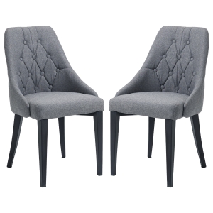 HOMCOM Modern Dining Chairs Set of 2, Button Tufted High Back Side Chairs with Upholstered Seat, Steel Legs for Living Room, Kitchen, Study, Dark Grey