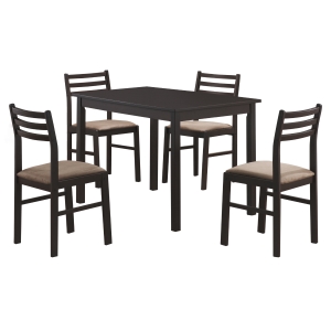 Monarch 5 Piece 43" Rectangular Wood Table and Padded Chairs Dining Set - Cappuccino Brown