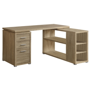 Monarch L-Shaped Contemporary Reclaimed Wood-look Computer Desk with Storage - Natural