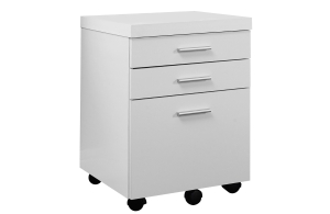 Monarch 3-Drawer Hollow-Core Rolling Filing Cabinet on Castors -White