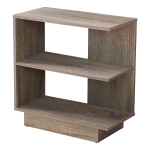 Monarch 24" Contemporary 3-Tier Wood Grain Storage Side Accent Table - Dark Taupe Finish