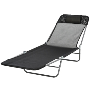 Outsunny Lightweight Outdoor Patio Folding Chaise Lounge Chair - Black