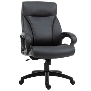Vinsetto Massage Office Chair, Ergonomic Desk Chair with 6 Vibrating Points, Height-Adjustable, Padded Armrest, Rolling Swivel PU Leather Task Computer Chair