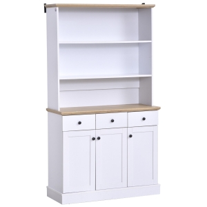 HOMCOM 71" Buffet with Hutch, Kitchen Pantry Cabinet, Bookcase with Drawers & Shelves for Living Room, White