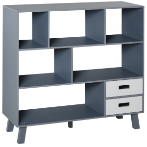 HOMCOM 3-Tier Bookcase Chest Open Shelves Cabinet Home Office Storage Furniture with Drawers