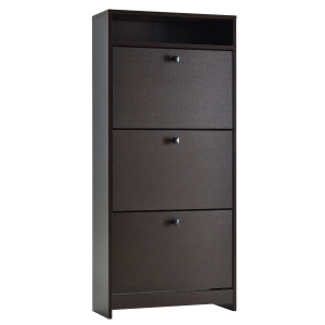 HomCom Trendy Shoe Storage Cabinet with 3 Large Fold-out Drawers & a Spacious Top Surface for Small Items - Espresso