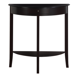 Monarch 31" Traditional Style Half-Moon Shape 2-Tier Shelf Storage Drawer Hall Accent Console Table - Dark Cherry Finish