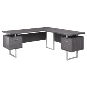 Monarch L-Shaped Contemporary Sleek Laminate Computer Desk - Grey