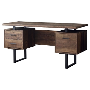 Monarch 60" Contemporary Reclaimed Wood-look Office Computer Desk - Brown / Black Metal