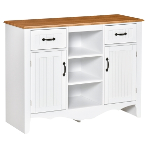 HOMCOM 42" Accent Sideboard Cabinet, Serving Buffet with Drawers and Adjustable Shelves for Living Room, or Kitchen, White