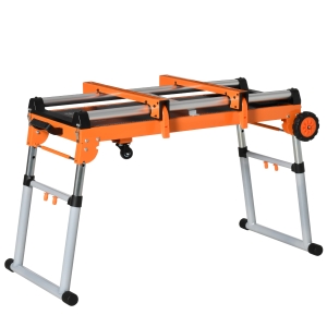 HOMCOM 5-in-1 Workbench, Scaffold, Dolly, Creeper, Platform Detachable Miter Saw Stand