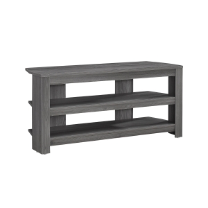 Monarch 42" Contemporary Wood Grain-Look Open Concept Storage Shelf Console TV Stand - Grey Tones Finish