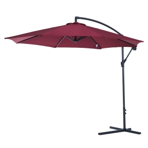 Outsunny 10' Cantilever Hanging Tilt Offset Patio Umbrella with UV & Water Fighting Material and a Sturdy Stand, Red