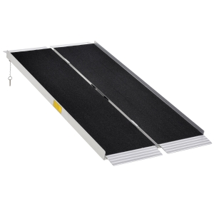 HOMCOM 5' Portable Wheelchair Ramp Aluminum Threshold Mobility Single-fold for Scooter with Carrying Handle