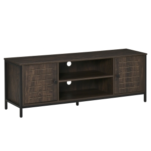 HOMCOM 60" Industrial TV Stand Media Table w/ Storage Shelf, Dark Walnut