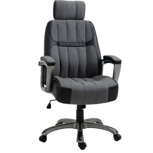 Vinsetto Rocking Office Chair 360 Degree Adjustable Height Headrest Linen Grey
