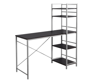 Monarch 48" Contemporary Open Concept Computer Desk with Shelves - Cappuccino / Silver Metal