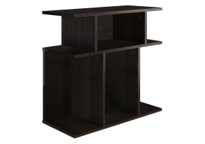 Monarch 24" Modern 3-Tier Open Concept Display Shelves Wood Grain-Look Accent Side End Table - Cappuccino Brown Finish