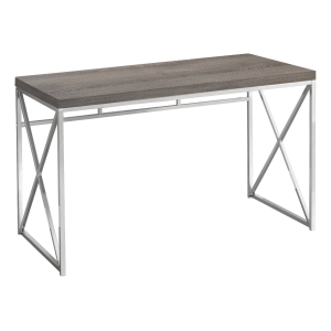Monarch 48" Contemporary X Braced Writing Computer Desk - Dark Taupe / Chrome Metal