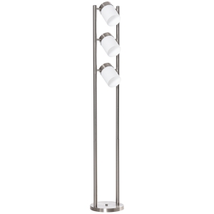 HOMCOM Modern Metal Standing Floor Lamp Bedroom Light w/ 3 Adjustable Lights, Silver