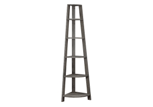 Monarch 72" Contemporary 5-Shelf Reclaimed Wood-Look Corner Accent Display Bookcase - Dark Taupe Finish