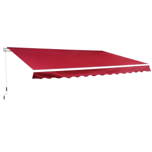 Outsunny 10' x 8' Manual Retractable Sun Shade Patio Awning - Wine Red