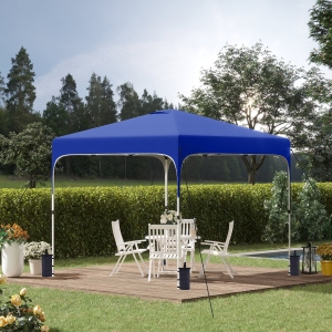 Outsunny 10' x 10' Pop Up Gazebo, Foldable Canopy Tent with Carrying Bag with Wheels, 4 Leg Weight Bags and 3-Level Adjustable Height for Outdoor Garden Patio Party, Royal Blue