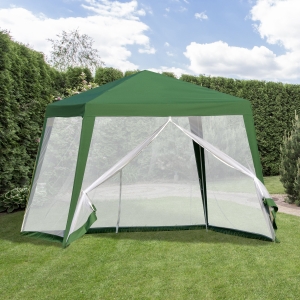 Outsunny 10x10ft Gazebo Tent w/ Netting Patio Canopy Outdoor Party Activity Sun Shade Garden Sun Shelter w/ Mesh Screen Walls Slant Leg Blue
