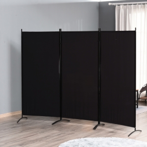 HOMCOM 3-Panel Folding Screen Room Divider Privacy Separator Partition for Indoor Bedroom Office, Outdoor Patio 100"x72" Black