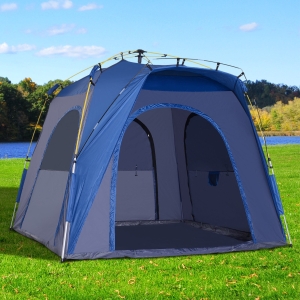 Outsunny Instant Automatic Camping Tent Outdoor Easy Pop Up Tent Portable Backpacking Dome Shelter 5 Person Grey