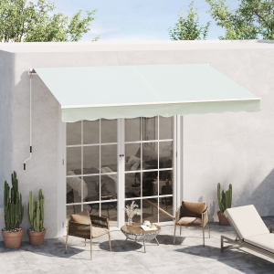 Outsunny 10x8ft Manual Retractable Patio Awning Water-resistant Sun Shade Outdoor Deck Window Door Canopy Shelter Aluminum Frame Cream White