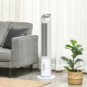 HOMCOM Portable Air Cooler, Evaporative Ice Cooling Fan Water Conditioner Humidifier Unit with 3 Modes, 3 Speed, Remote Controller, Timer, Oscillating for Home Quiet Bedroom