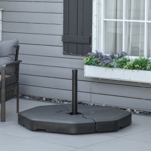 Outsunny 4 Pcs Umbrella Base Square Stand Cantilever Offset Patio Umbrella Weights w/Easy-Fill Spouts for Water or Sand, Black
