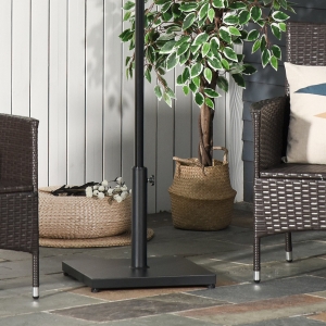 Outsunny Φ30/35/38MM 40lbs. Steel Square Parasol Stand Base w/ Adjustable Knob Umbrella Stand Garden Patio Outdoor Home, Black