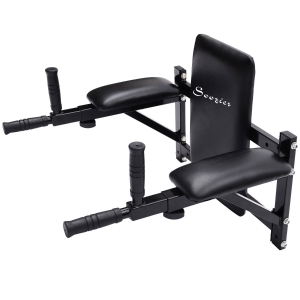 Soozier Wall Mounted Dip Station Dipping Knee Raise Station Triceps Leg Dip Raise Bars Rack, Black