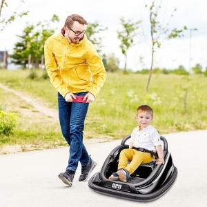 Aosom 12V Kids Bumper Car, 360° Rotation Electric Ride On Car, Twins Motor Battery Powered Toy, w/ Parent Remote Control, Safety Belt, Colorful LED Lights, for 18-72 months, Black