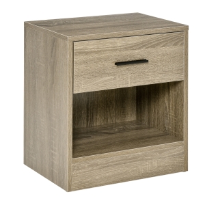 HOMCOM Small Nightstand End Table Bedroom Side Stand Accent Table w/ Drawer Grey
