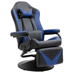 HOMCOM Gaming Recliner Racing Gaming Chair w/ Adjustable Backrest and Footrest, Blue