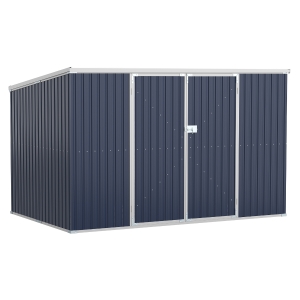 Outsunny 11' x 6' x 6' Steel Garden Storage Shed, Outdoor Utility Tool House with Double Lockable Doors for Backyard, Patio, Lawn, Dark Grey