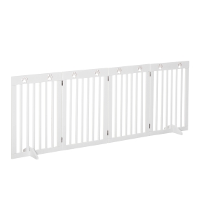 PawHut Wooden Pet Gate Foldable Freestanding Dog Safety Barrier w/ Support Feet