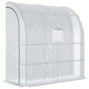 Outsunny 7' x 3' x 7' Outdoor Walk-In Greenhouse, Plant Nursery with Roll-up Windows, PE Cover, and 3 Wire Shelves, White