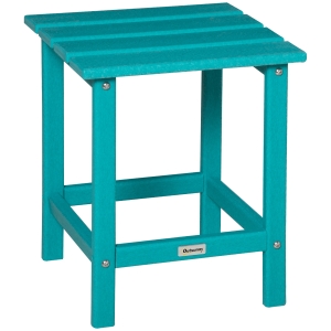 Outsunny Patio Side Table, Outdoor Plastic End Table for Backyard, Deck, Lawn, Turquoise