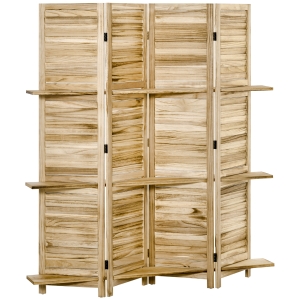 HOMCOM 4-Panel Folding Privacy Room Screen Divider for Indoor Bedroom Office, Natural