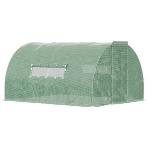 Outsunny 13'x10' Walk-in Tunnel Greenhouse Hot House Steel Frame PE Cover, Green