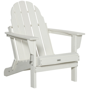 Outsunny Outside Patio & Backyard Lounge Folding Adirondack Chair w/ Ergonomic Design, White