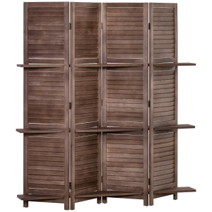 HOMCOM 4-Panel Folding Privacy Room Screen Divider for Indoor Bedroom Office, Brown