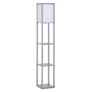 HOMCOM 4-Tier Floor Lamp Standing Lamp with Storage Shelf for Home Office Dorm, Grey