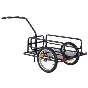 Aosom Folding Bicycle Bike Cargo Storage Cart and Luggage Trailer with Hitch - Black