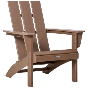 Outsunny Outdoor Plastic Adirondack Chair Backyard Lounge Chair w/ Tall Back, Brown