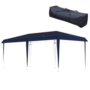 Outsunny 19' x 10' Outdoor Gazebo Pop Up Canopy Party Tent with Carrying Bag, Blue